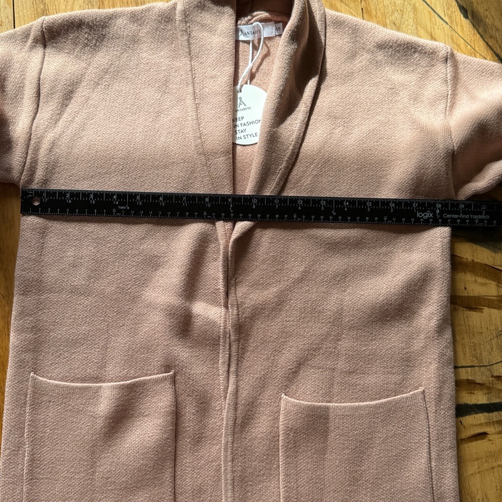 ANRABESS Dusty Rose Long Open Front Cardigan | Size S | NWT - Picture 4 of 8